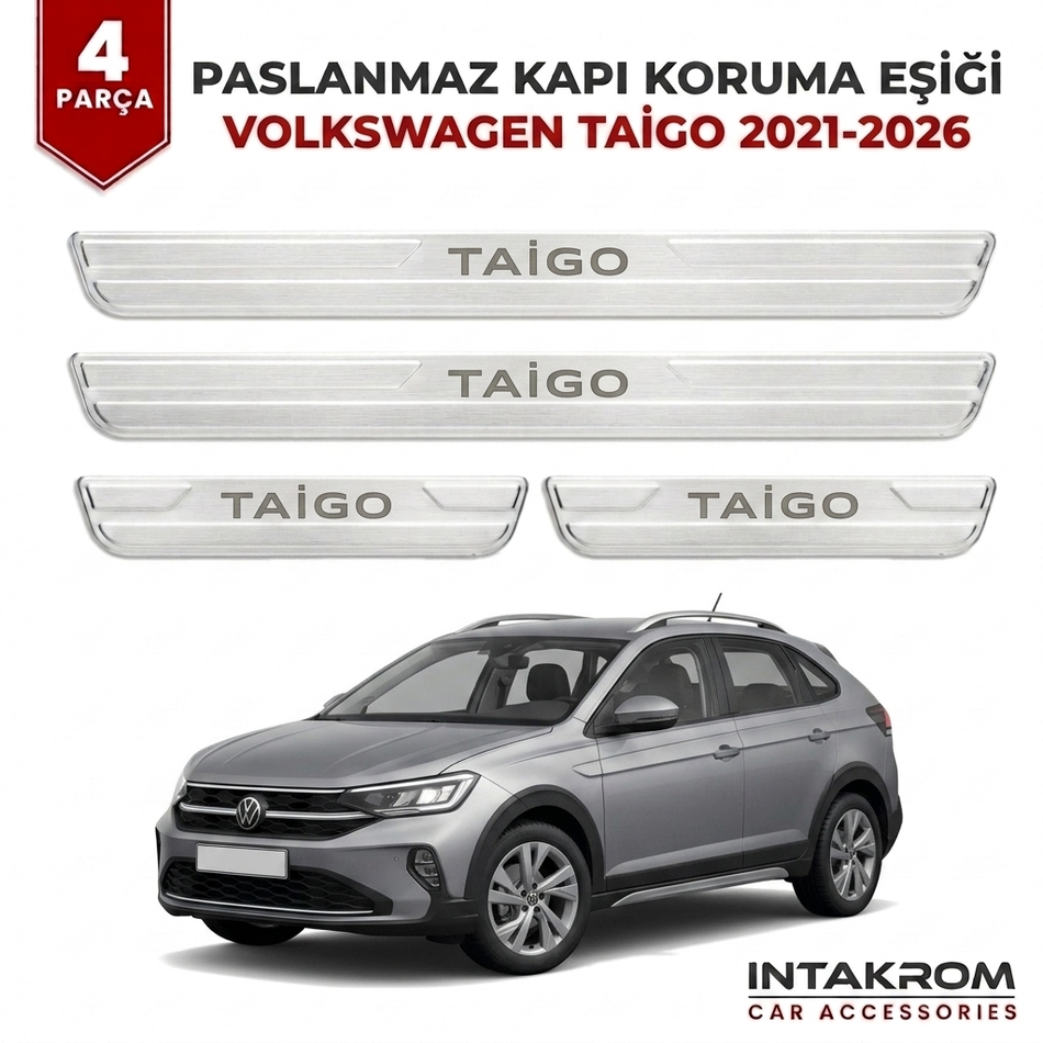 Volkswagen Taigo 2021-2026 Uyumlu Satine Krom Kapı Koruma Eşiği 4 Parça