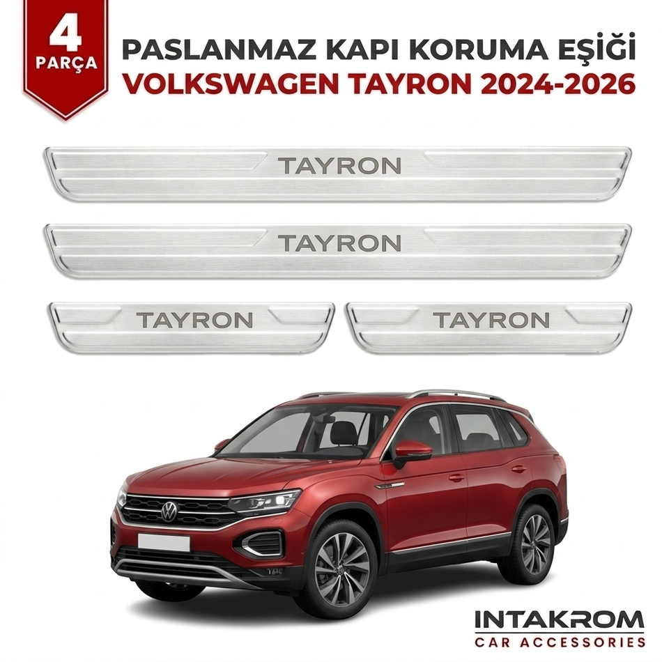 Volkswagen Tayron 2024-2026 Uyumlu Satine Krom Kapı Koruma Eşiği 4 Parça